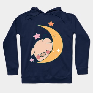 Sleepy Moon Pig Hoodie